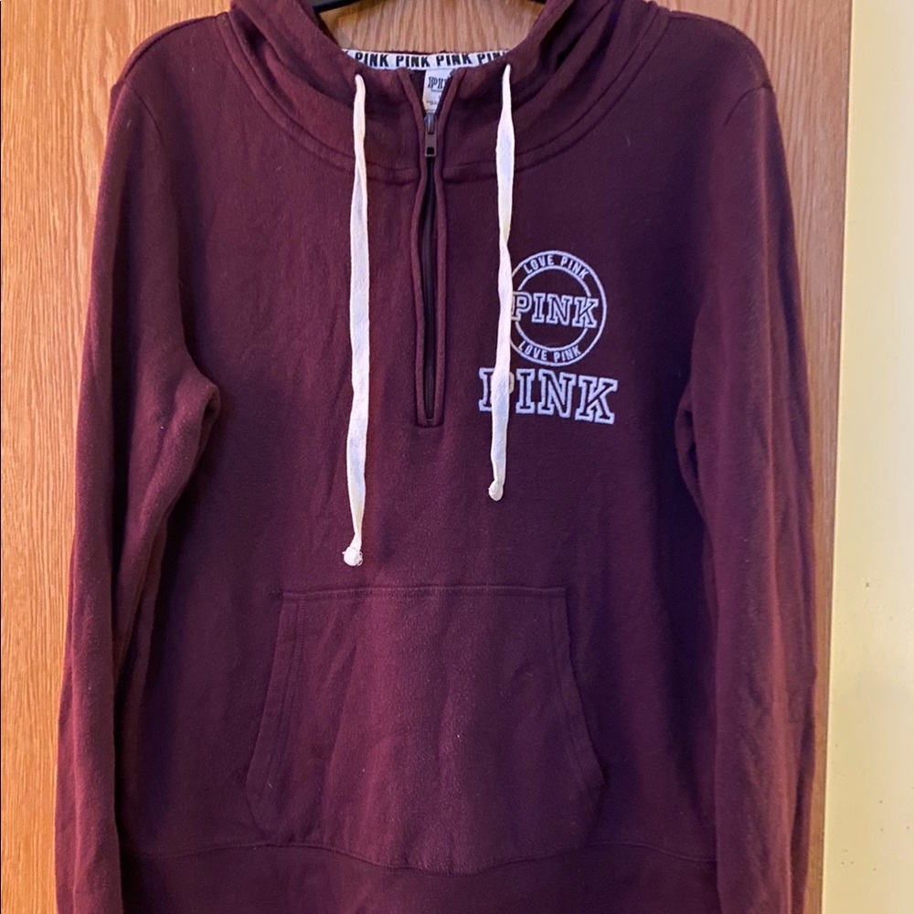 Burgundy PINK Victoria Secret Half Zip Sweatshirt